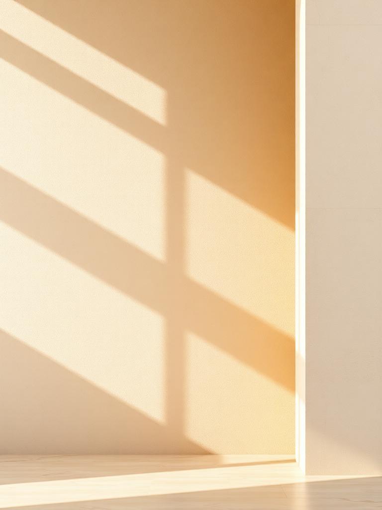 Luz e sombras sobre uma superfície arquitetônica em tons neutros